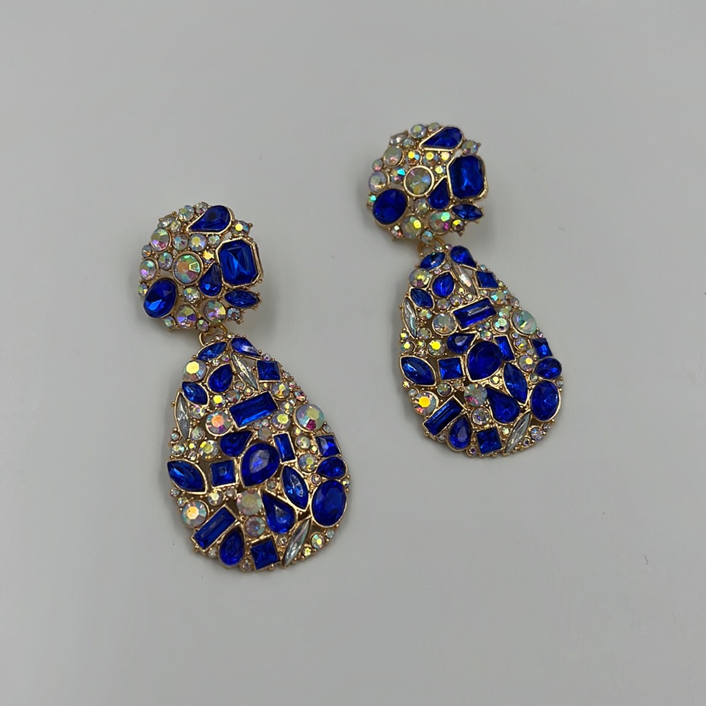 New Blue Crystal Statement Earrings